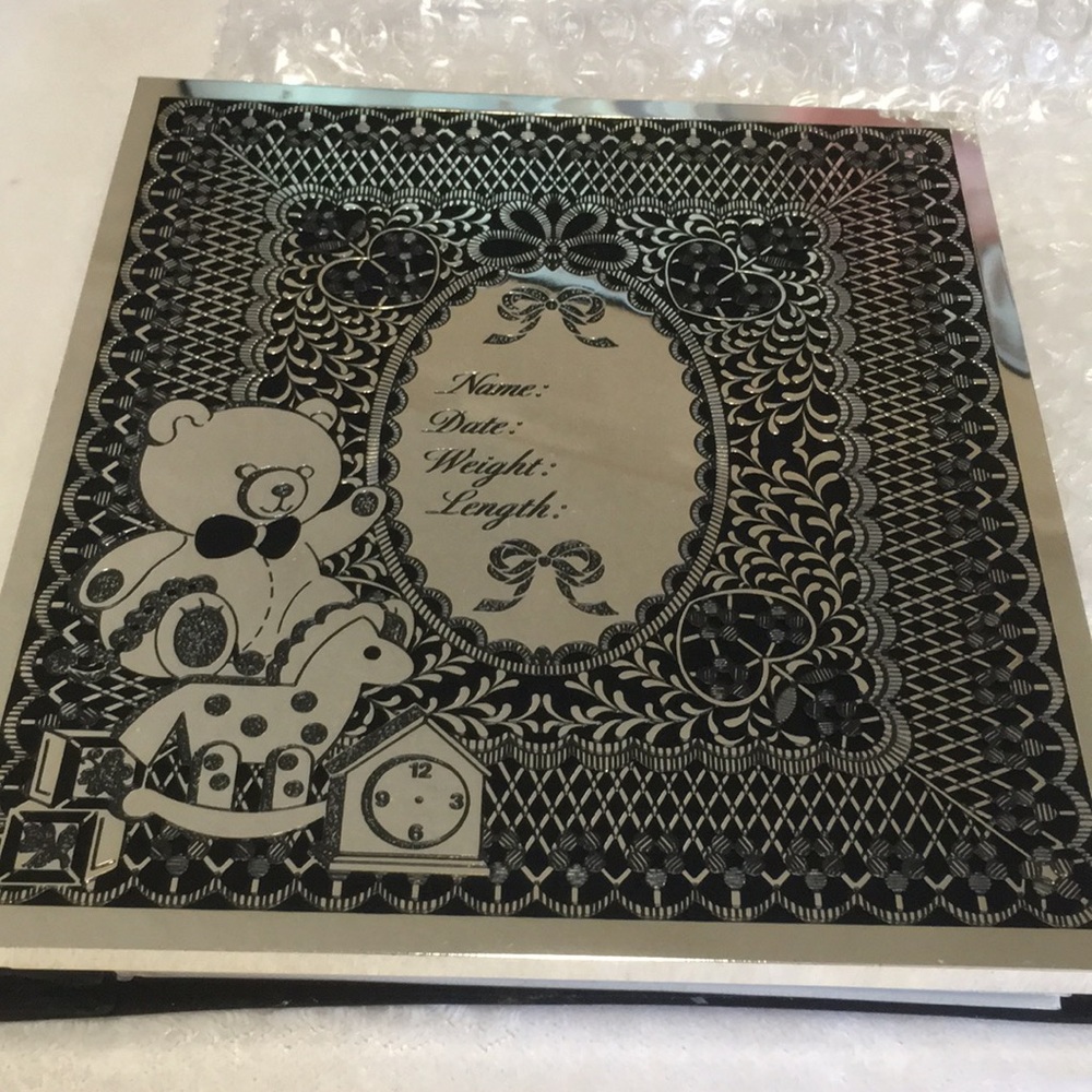 Towle Silversmiths silver engrave-able babies arrival photo album
